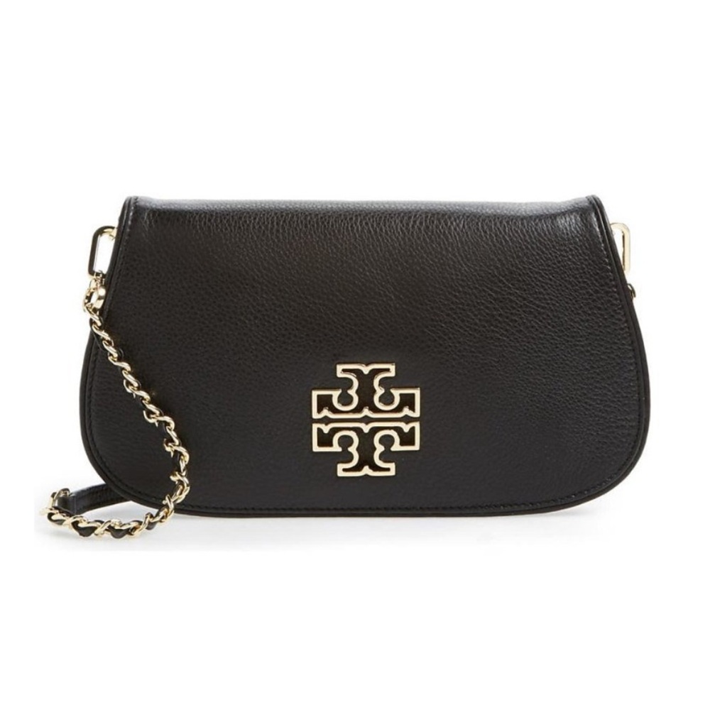 New Tory Burch Britten Convertible Crossbody Clutch Purse Gold Chain